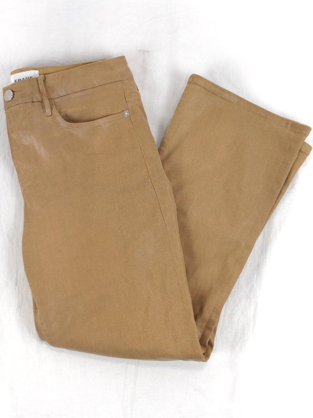 Frame Le Crop Mini Boot Flare Jeans In Light Caramel Coated - Women's Size 29